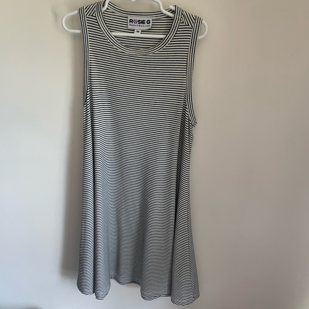 Black and white striped dress